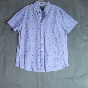 American Eagle Shirt Mens Large Blue Seriously Soft Sneakers Camp Short Sleeve